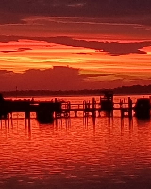 Sunset over a jetty on the Gippsland Lakes